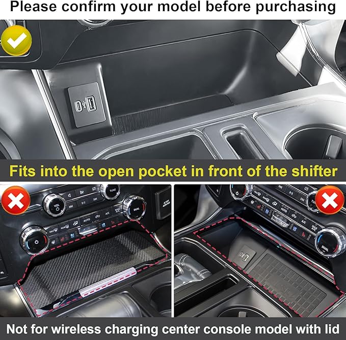 PIMCAR Center Console Organizer for 2021-2026 Ford F150 & 2022-2025 F150 Lightning XLT Pro Hidden Storage Tray with USB Hole Interior Accessories (Fits into The Open Pocket in Front of The Shifter)