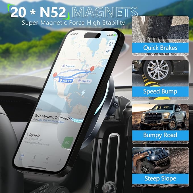 CLEC for Volvo XC40 2019-2026 Magnetic Wireless Charger Car Phone Holder Mount Custom Fit for Volvo XC40 2019-2026 15W Fast Charging Car Phone Holder Wireless Charger