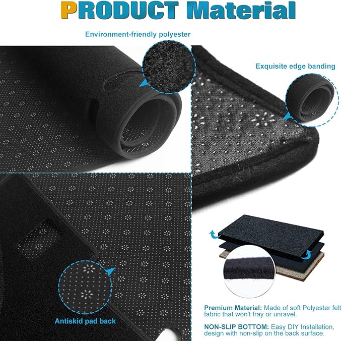 x xotic tech Center Console Dashboard Mat Pre-Cut Non-Slip Sunshield Sun Glare Protector Dash Carpet Pad Black Cover Compatible with Ford Explorer 2020 2021 2022 2023 2024 2025 2026