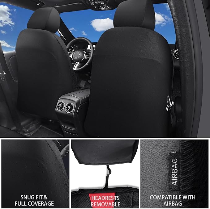 CAR PASS Leather Air Mesh Seat Covers for Cars, 3D Foam Leather Car Seat Cover Front Seats, Breathable Premium Mesh Leather Front Seat Covers, Universal Fit for Cars,Trucks,Sedan,SUV, Black Red