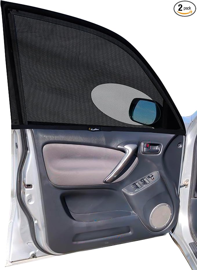 EcoNour Car Front Side Window Sun Shades Compatible for Toyota Rav4 | 2Pack Breathable Super Stretchy Mesh Sun Shade | Heat Block UV Protection Car Window Screen Covers | Mosquito Net Curtains