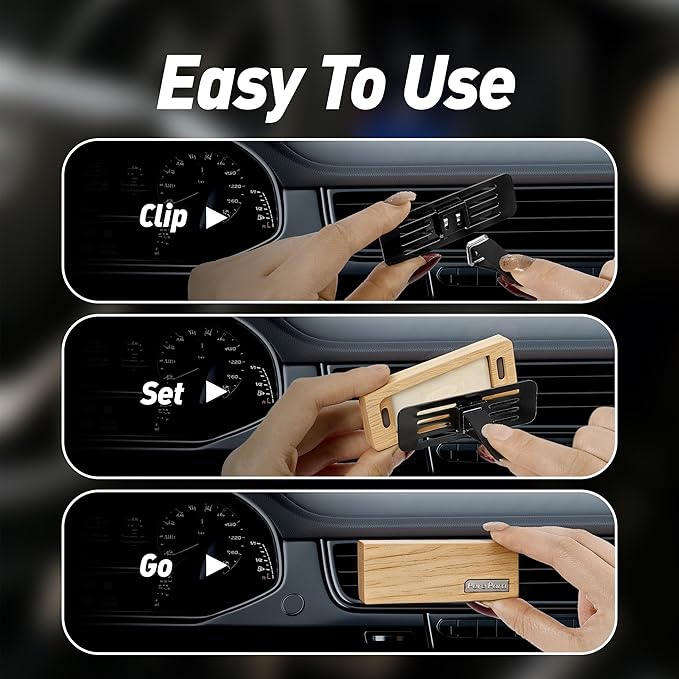 4 Packs Citrus Scented Natural Wood Vent Clips,【Brighten Cabin Mood】 Odor Refresh Car Scents Air Freshener Refills, Long Lasting Fragrance Diffuser, SUV Essentials Gift for Women