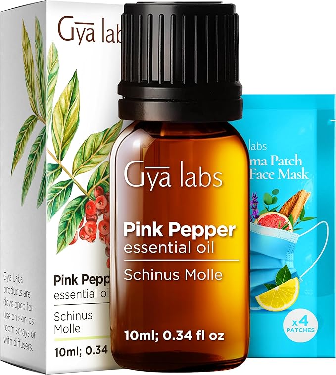 100% Pure Pink Pepper Essential Oil - 0.34 Fl Oz - Pink Pepper Oil for Hair, Skin, Diffuser, Aromatherapy & DIY Candle Making Scent