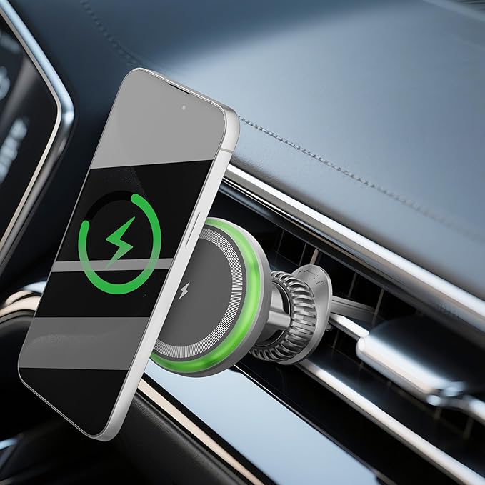 VICTORY & GIFT for 15w MagSafe Car Charger, Magnetic Wireless Car Charger, for MagSafe Car Mount Air Vent/Dashboard Car Phone Holder with 360° Adjustable Aluminum Arm