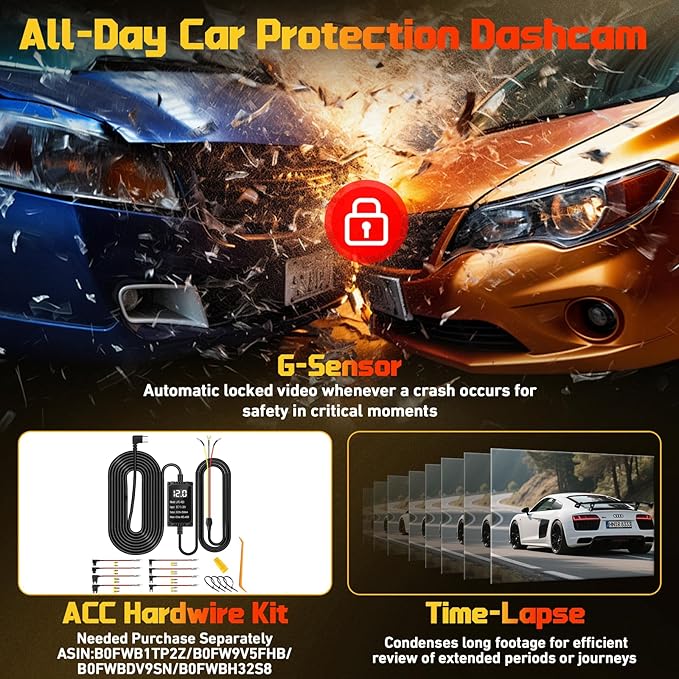 Dash Cam Front for Cars with Built-in WiFi & APP Control, 4K Dash Camera with Free 32GB Card, 1.2" IPS Touch Screen Dash Cam with 170°Wide Angle, G-Sensor, Night Vision, 24H Parking Mode Dashcam