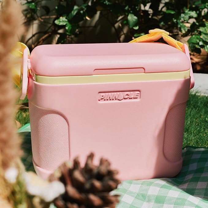 Pinnacle 8.5Qt Mini Cooler – 14 x 7.6 x 10.6In Ice Box with Smart Divider, Locking Lid, Adjustable Shoulder Strap – Insulated Picnic Basket Beach Cooler Bag – 36- Hour Ice Retention – Stylish Colors