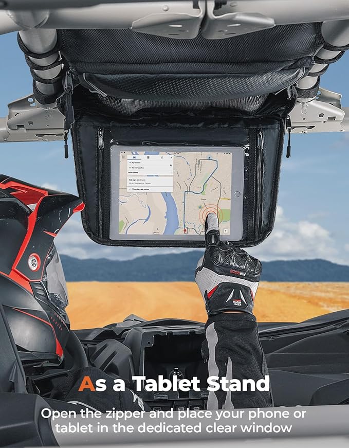 KEMIMOTO X3 Roof Storage Bag, Electric Device Tablet Holder Overhead Bag Compatible with 2017-2025 Can-Am Maverick X3 Max RS DS Turbo R, Black