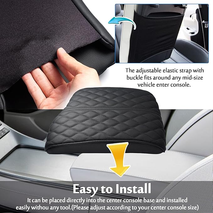 Autorder Center Console Cover for Hyundai Palisade 2020 2021 2022 2023 2024 2025 2026 Accessories Armrest Cover Anti-Scratch Middle Console Pad Leather Armrest Cushion Protector Black