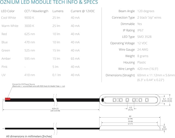 Oznium LED Modules (Straight Chrome, Cool White LED)