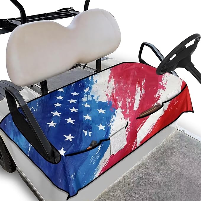 Biyejit Golf Cart Seat Covers with 4 Pockets Golf Cart Seat Towel Blanket Fits 2-Seat Golf Carts, Golf Cart Accessories