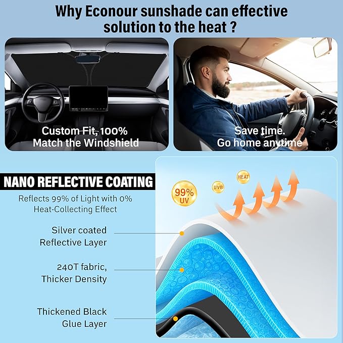 Econour Windshield Sunshade for Acura NSX 2000-2020, 2021, 2022 Sun Visor for Front Window Sun Shade Cover, UV Blocker & Protector, Car Accessories