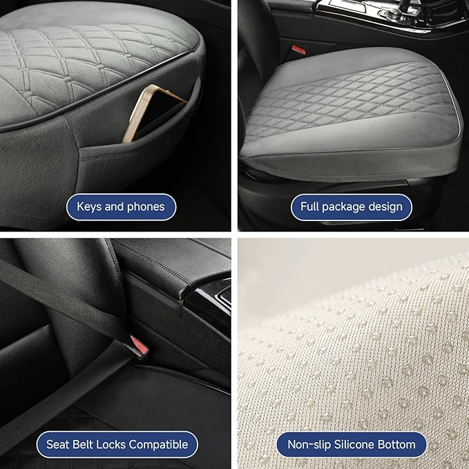 West Llama Front Car Seat Cover Protector, Comfortable Velvet Bottom Seat Cover Fits 95% of Vehicles,Cars,SUVs,Sedans,21.26 × 20.86 Inch(2PC-Gray)