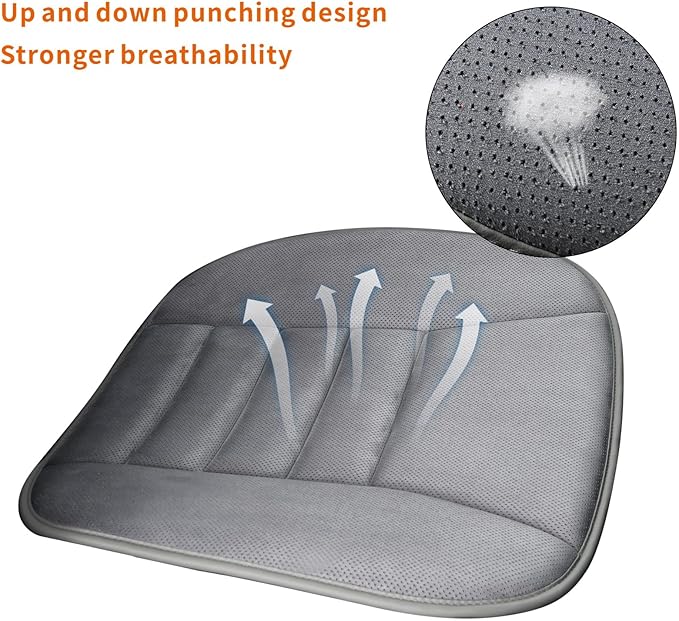 SUTILA Car Seat Cushion Pad 1inch Thick Comfort Seat Protector for Car Driver Seat Office Chair Home Use Memory Foam Seat Cushion with Non Slip Bottom, 20inch x 18.5inch (Grey)