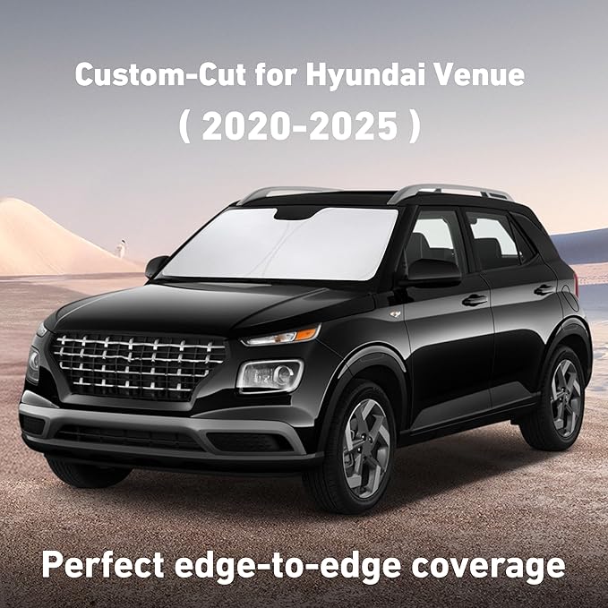 EcoNour Windshield Sunshade Compatible for Hyundai Venue 2020-2023 2024 2025, Sun Visor for Front Windshield & Window Sun Shade Cover, UV Heat Blocker & Protector, Car Accessories