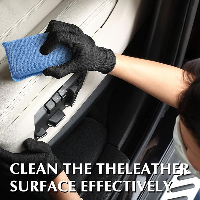 Mudder 8 Pcs Car Interior Scrubbing Sponge 5'' x 3'' Fiber Car Wax Applicator pad Household Cleaning Sponges for Leather Seat Couch Cleaning (Blue White)