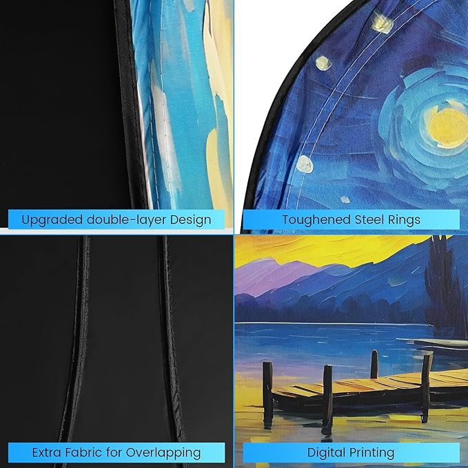 Car Windshield Sun Shade - Reflector Sunshade Offers Ultimate Protection for Car Interior, Cool Reflective Sun Blocker Fits Small Sedans, Mini SUVs
