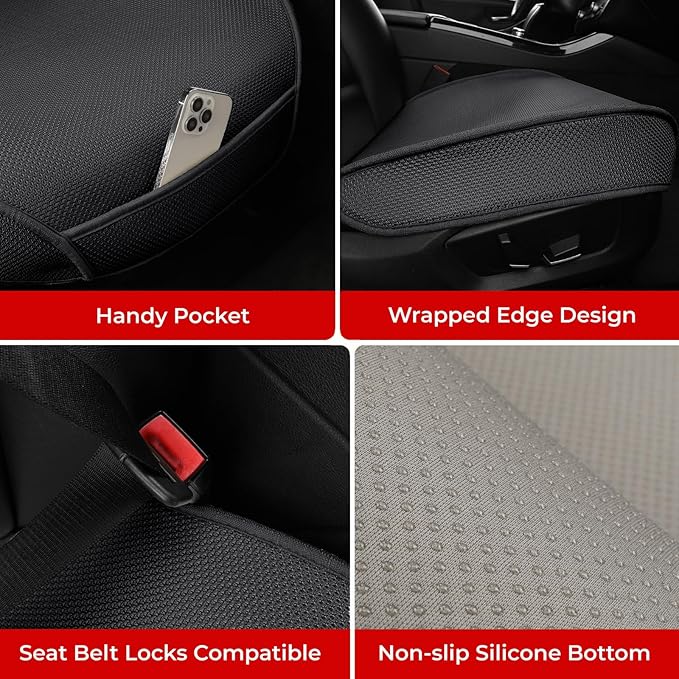 2pcs All-Season Car Seat Wraps Black - Breathable Car Seat Covers with Anti Slip Bottom - Durable Auto Seat Cushions Universal Fit for Vehicles Cars SUV Trucks Front Seats