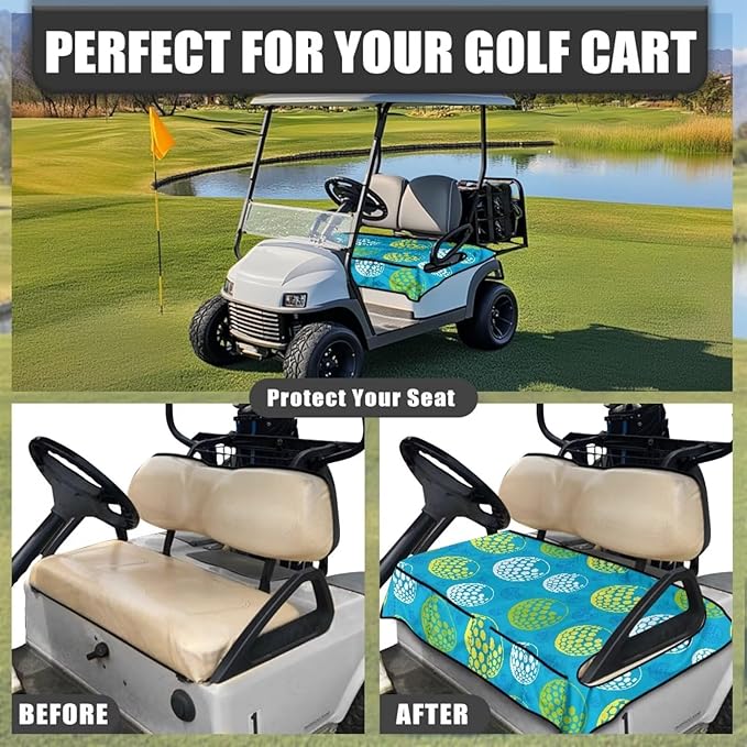 Biyejit Golf Cart Seat Covers with 4 Pockets Golf Cart Seat Towel Blanket Fits 2-Seat Golf Carts, Golf Cart Accessories