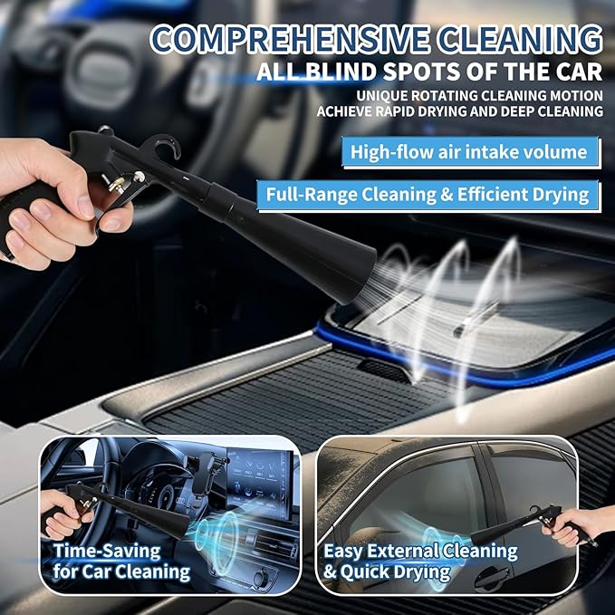 Car Cleaning Gun Detailing Interior Dryer Air Blow Gun|Car Detailing Kit Interior Cleaner|High Pressure Blower Gun|Car Cleaning Kit for Swiftly Removing Dirt an Dust with Air Flow