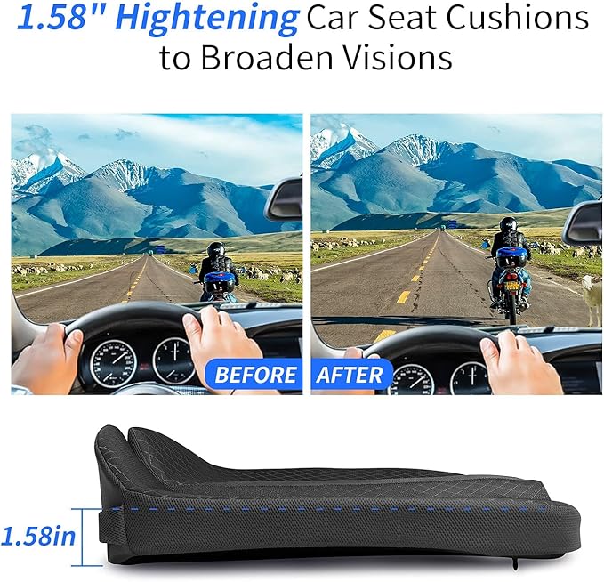 Car Seat Cushion for Car and Truck Driver Seat Office Chair Wheelchairs Coccyx Support Sciatica, Lower Back Pain Relief Memory Foam Car Seat Pad