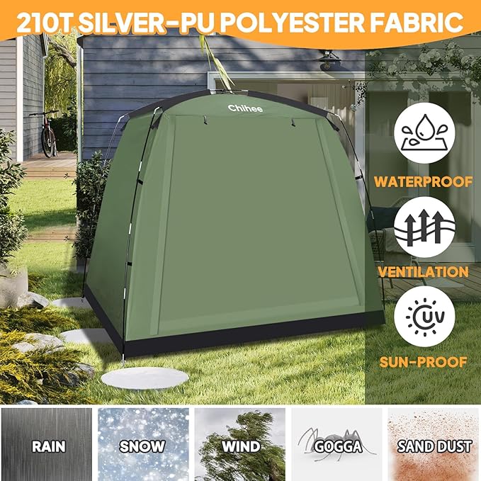 Chihee Bike Covers Shelter Bicycle Storage Sheds Travel Bike Tent Portable Waterproof Bicycle Cover for 2-3 Bikes 2 Doors Outdoor Storage for Motorcycle Garden Tools Lawn Mower All Seasons Easy Setup