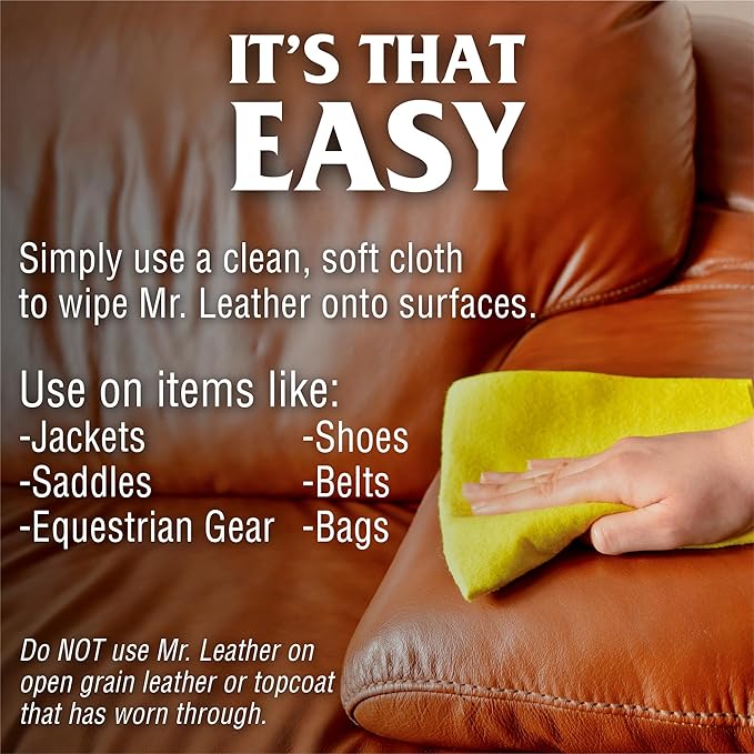 Cleaner and Conditioner - Safe for All Leather & Vinyl - Hydrate and Shine with Water-Repellent Protection for Couches, Car Interior, Shoes, and Bags (16 oz)