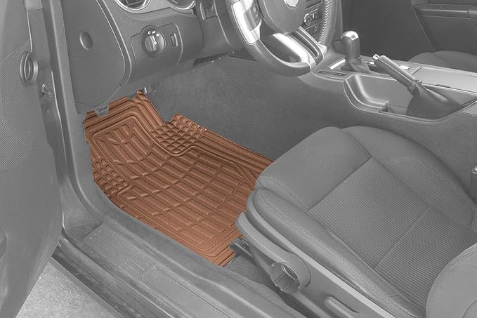 Eurow Universal Cut to Fit Car Floor Mats 4 Piece Set - Tan