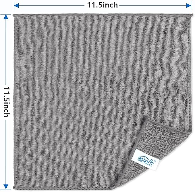 HOMEXCEL Grey Cleaning Rags 5 Pack, Highly Absorbent Microfiber Cleaning Cloth for Kitchen, Lint Free, Scratch-Free, Reusable Microfiber Towels for House, Window and Glass, Cars, 11.5 X11.5 inch