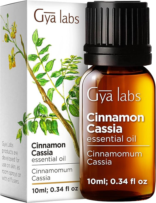 100% Pure Cinnamon Cassia Essential Oil - 0.34 Fl Oz - Cinnamon Cassia Oil for Hair, Skin, Diffuser, Aromatherapy & DIY Candle Making Scent