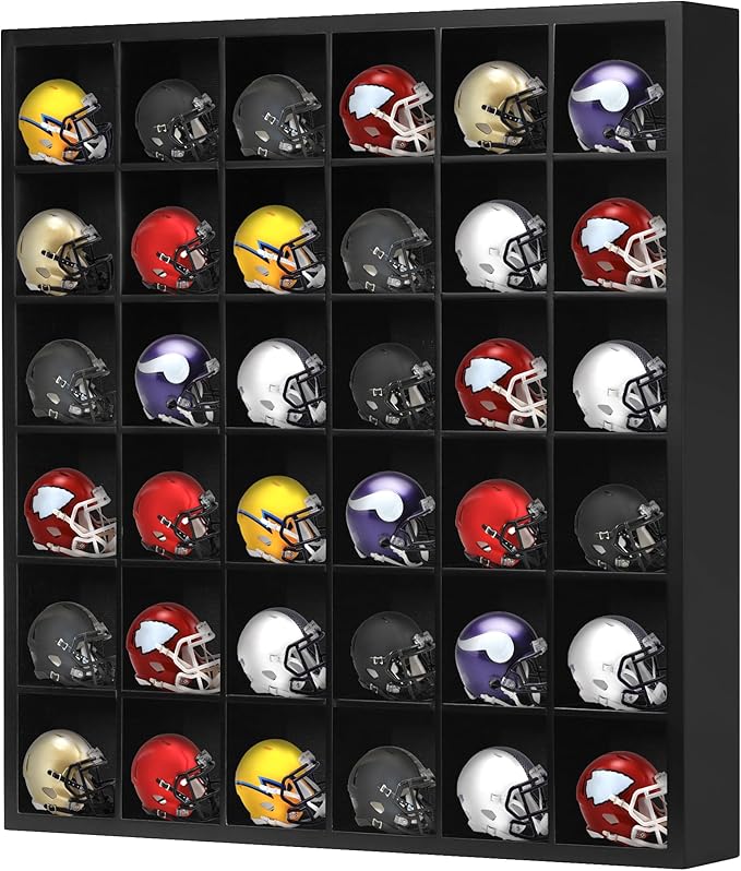 DisplayGifts Freestand Display Case Cabinet Holders Rack Pocket Pro Gumball Mini Football Helmets No Door No Cover