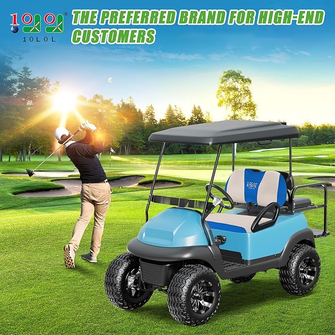 10L0L Golf Cart Seat Covers Universal for Yamaha G29 Drive2 Club Car Precedent Tempo Standard Front Seats, Breathable Mesh Bench Seat Cover, No Drilling Seat Cushion - All-Season Comfort