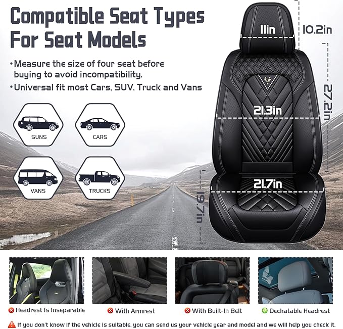 Truck Seat Covers for Toyota Tacoma 2006-2026, Waterproof Premium Leather Full Coverage Car Seat Cover, Muscle Sport Style Auto Interior Seat Cover Sets (Front Set/Black)