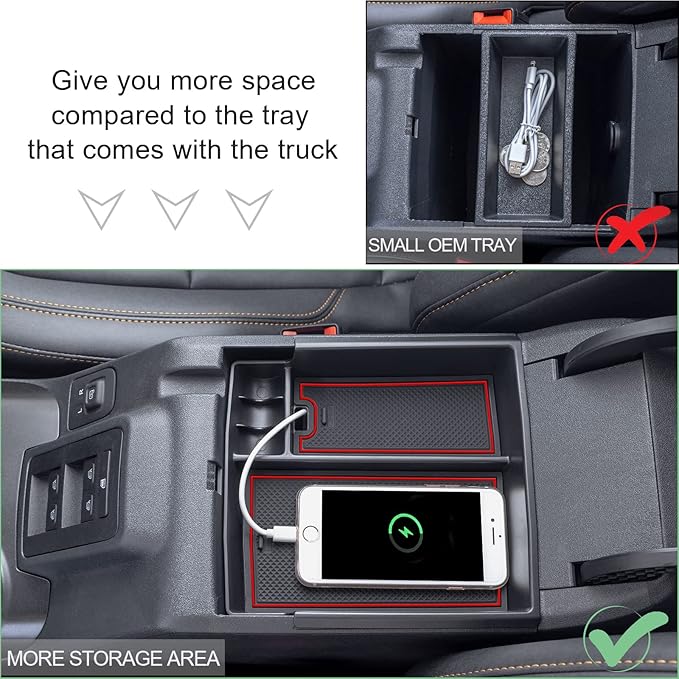 TOPINSTALL New Red Tray Compatible with 2021-2024 Ford Bronco & 2025+ Bronco 2-Door & 2025+ 4-Door Manual Transmission, Full Size Bronco Organizer (Not for Sport Model & 25 4 Doors AT)