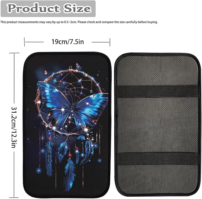 Dream Catcher Center Console Cover for Car Breathable Auto Armrest Cover Auto Center Console Armrest Cushion Cover Pad for Women Men Dream Catcher Car Accessories