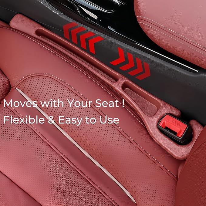 Car Seat Gap Filler, 2-Pack No Drop Seat Guard Universal Fit Car Seat Gap Plug Anti-Drop with Storage, Fill The Gap Between Seat and Console, Auto Accessories for SUV Truck Sedan (Bordeaux Red)
