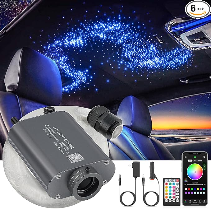 16W Starlight Headliner Kit, Star Lights for Car Roof&Home Decoration, Fiber Cable 550pcs*0.03in*13.1ft RGBW Star Light Headliner with Bluetooth APP/Remote Control/Music Mode
