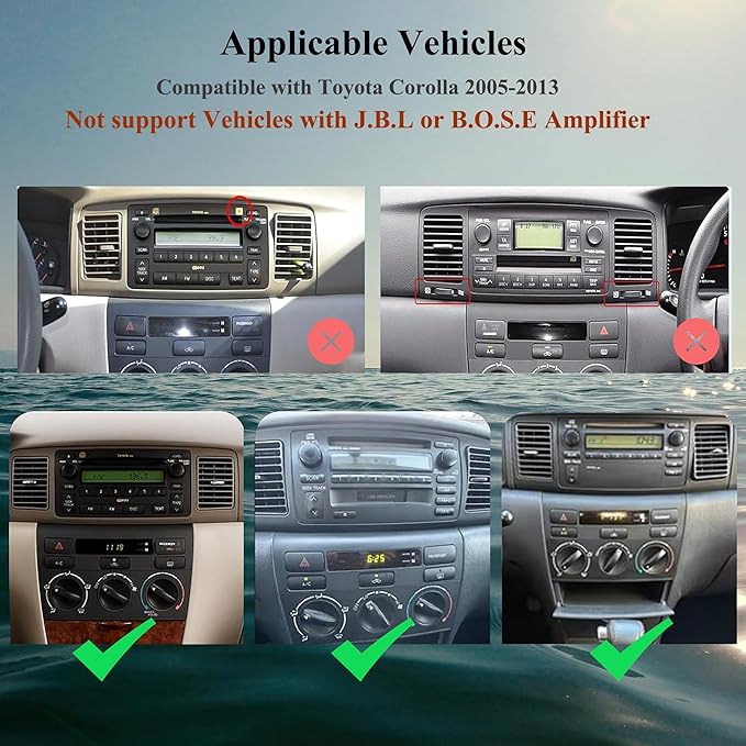9.7" Android 15 Car Radio Compatible with Toyota Corolla 2003-2008(Non-J.B.L Version), Wireless CarPlay/Android Auto, 2G+64G, GPS, Bluetooth 5.1, Supprt Steering Wheel Control & Backup Camera