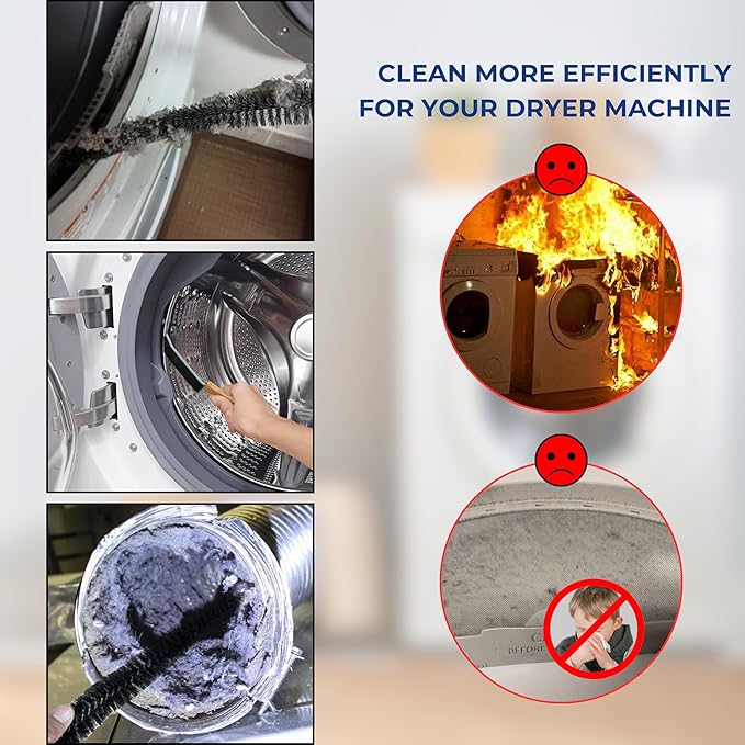 Dryer Lint Brush Vent Trap Cleaner, Refrigerator Condenser Coil Brush & Crevice Gap Cleaning Brush (2PCS) for Household Use - Grout Scrub Brush, House Cleaning Supplies, Home Essentials