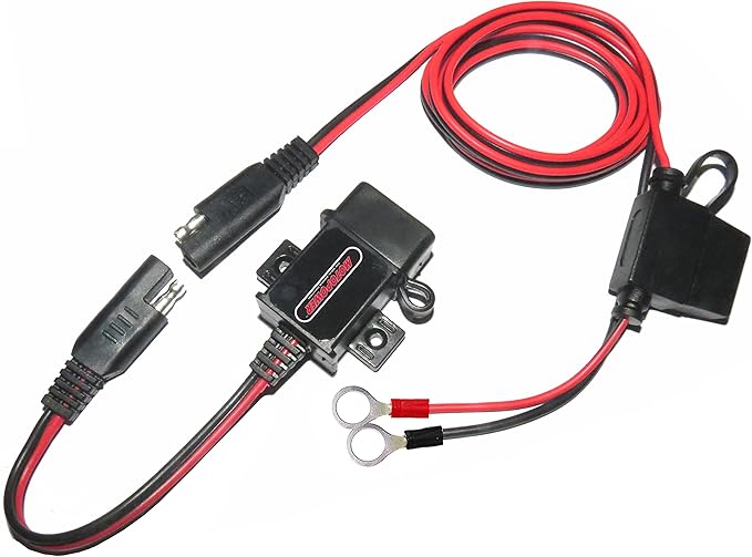 MOTOPOWER MP0609A 3.1Amp Motorcycle USB Port Kit SAE to USB Adapter On Motorcycle