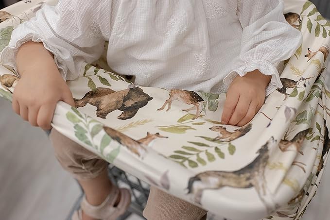 Pobi Baby Premium Multi-Use Cover - Nursing Cover, Baby Car Seat Covers, Shopping Cart, High Chair, and Breastfeeding Cover - Ultra-Soft, Stretchy, Woodland Scarf for Baby and Mom (Wildlife Animal)