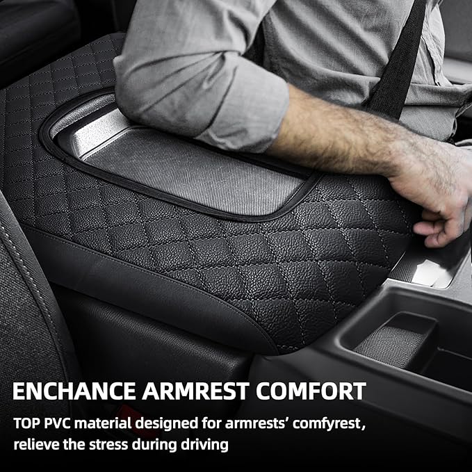 Center Console Cover Fit for Chevy Silverado 2019-2025 Jump Seat Console, Car Armrest Seat Box Cover (ONLY for Split Bench Jump Seat Console)