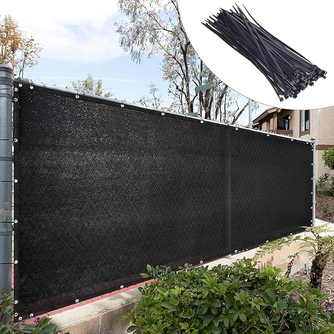 Royal Shade Custom Size 6' x 106' Black Fence Privacy Screen Windscreen Cover Netting Mesh Fabric Cloth - Cable Zip Ties Included (We Make Custom Size)