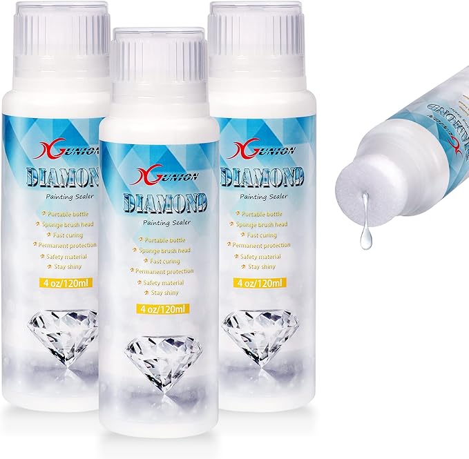 Diamond Painting Sealer 3-Pack 360ML 5D Diamond Painting Glue Sealer Diamond Art Glue Sealer Permanent Hold & Shine Effect Diamond Painting Accessories Kits for Diamond Painting and Puzzle Glue (12OZ)