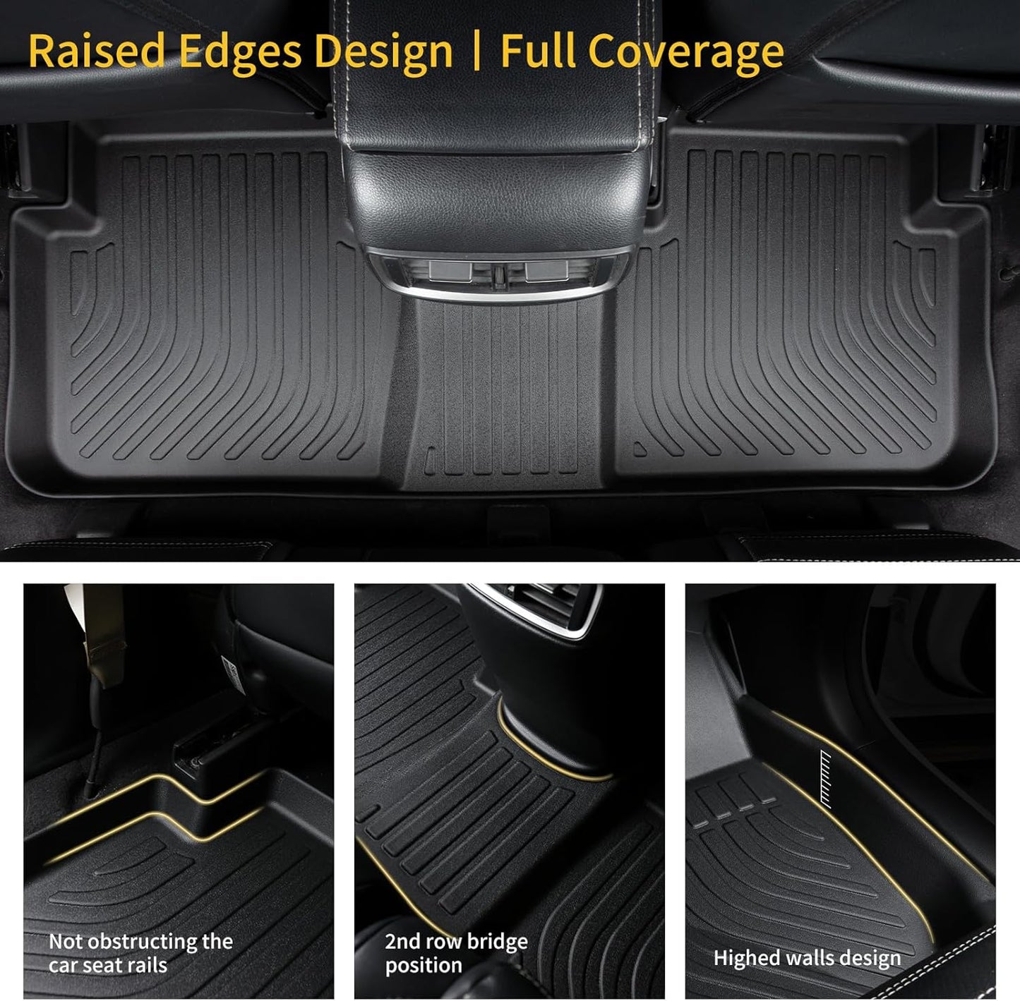 GINOWY-Floor Mats for Acura TLX 2021-2024 2025 All Weather Car Floor Mats TLX 2024 Waterproof Easy to Clean TLX Floor Liners Accessories Black