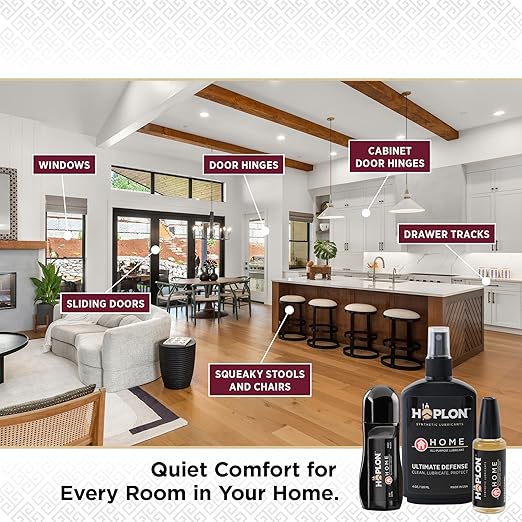 Hoplon Home Kit — Door Hinge Lubricant & Garage Door Maintenance Kit, Hinge Oil, Lock Lubricant & Squeaky Door Fix, Complete Home Lubricant Set with 3 Applicators, Made in USA