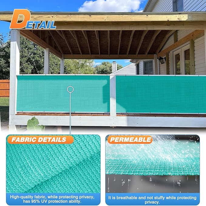TANG Sun Shade Fabric Roll 8'x58' Shade Cloth for Garden Turquoise Green HDPE Mesh Shading Pergola Cover Replacement Canopy, 95% Blockage Sunshades for Outdoor Patio Backyard Plant