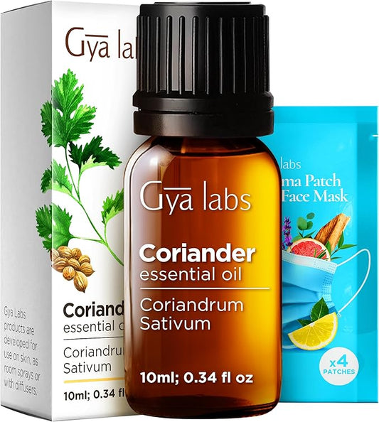 100% Pure Coriander Essential Oil - 0.34 Fl Oz - Coriander Oil for Hair, Skin, Diffuser, Aromatherapy & DIY Candle Making Scent