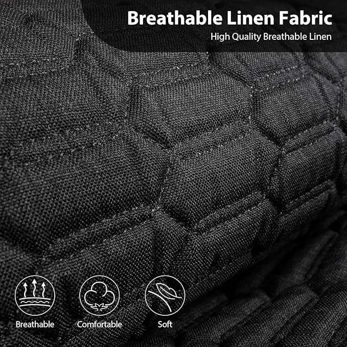 CAR PASS 3D Foam Linen Leather Car Seat Covers Front Seats,Piping Quilting Water Resistant Linen Front Seat Covers for Car,Universal Fit for SUV Truck Sedan Automotive,Armrest Airbag Compatible,Black