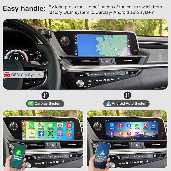 Wireless CarPlay Retrofit Kit Decoder Compatible with Lexus RX/NX/ES/LC/LS/UX 2016-2022 with Large Touchpad, Interface Box Fit for Original Car Radio Upgrade GPS Navigation Mirror Link