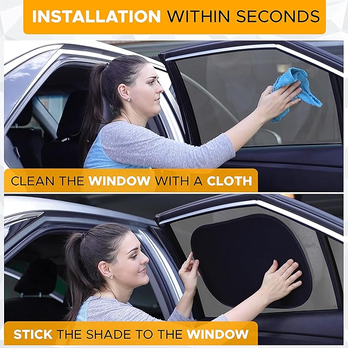 EcoNour Car Side Window Shades | Medium - 2 Pack Sunshade for Kids | Automotive Sun Protection from UV and Sun Glare | Car Baby Accessories (20"x12")